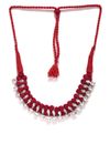 YouBella Oxidised Silver-Toned  Maroon Textured Necklace